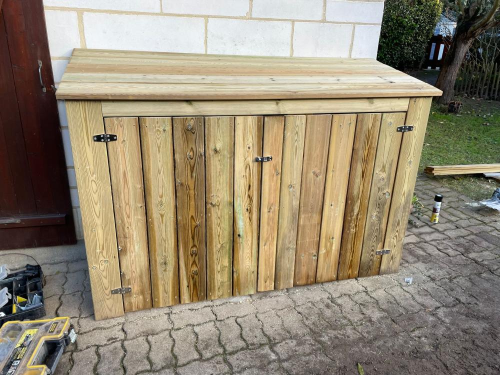 Coffre de rangement de 3 poubelles